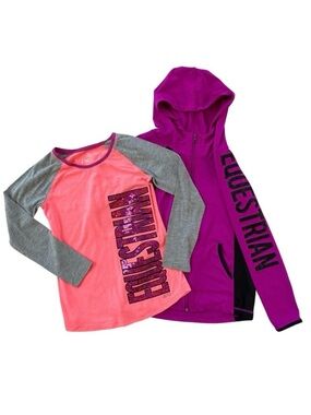 Justice Active Equestrian Hooded Jacket and Long Sleeve Tee, Girls Size 8/10